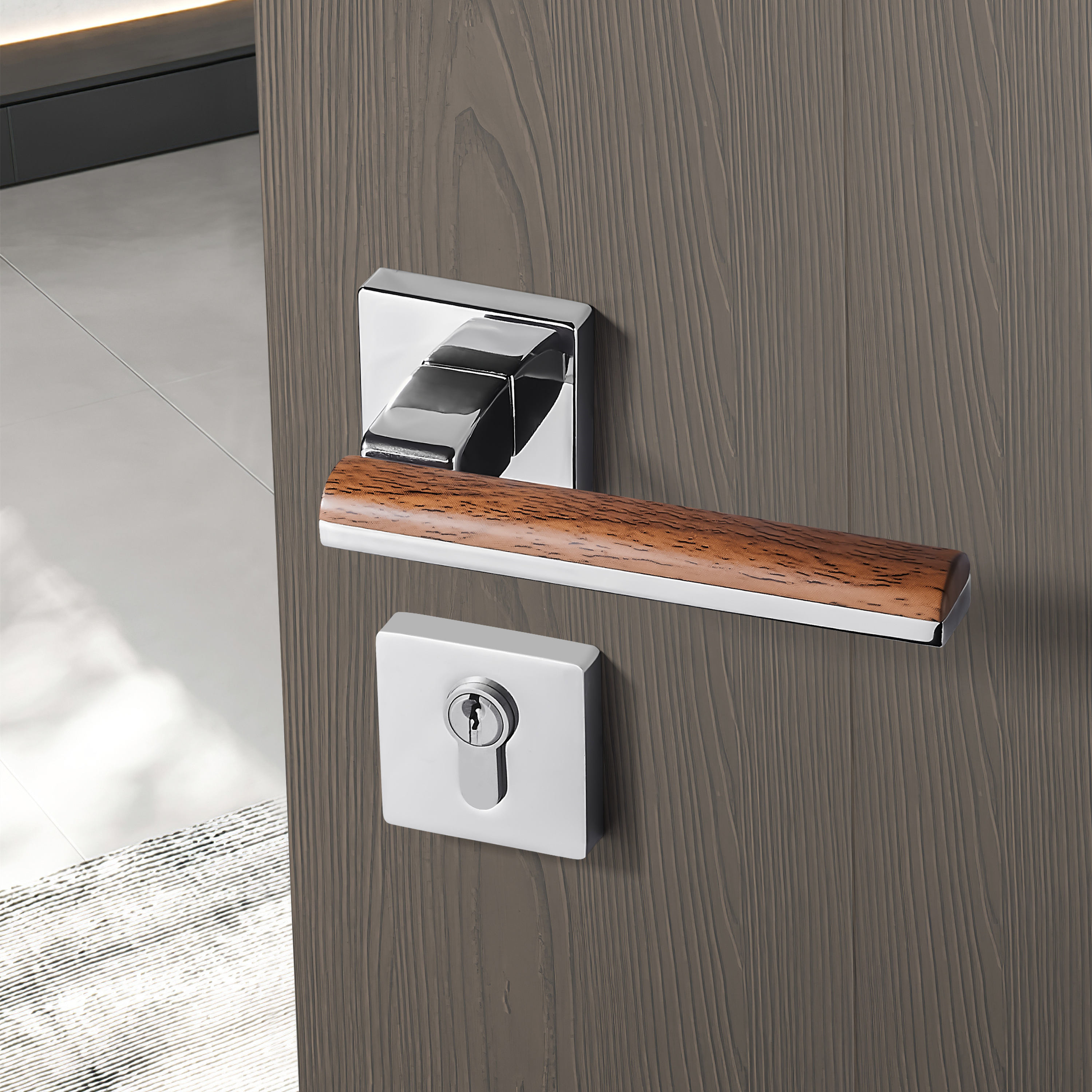 Square Rosette Zinc Handle Loc...